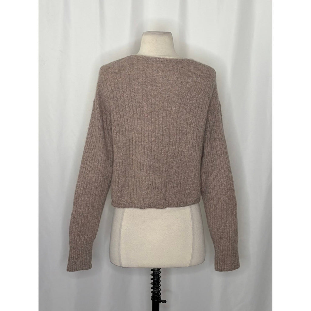 FREE PEOPLE Elias Cashmere Sweater Cropped Pullover Taupe Knitwear X-Small