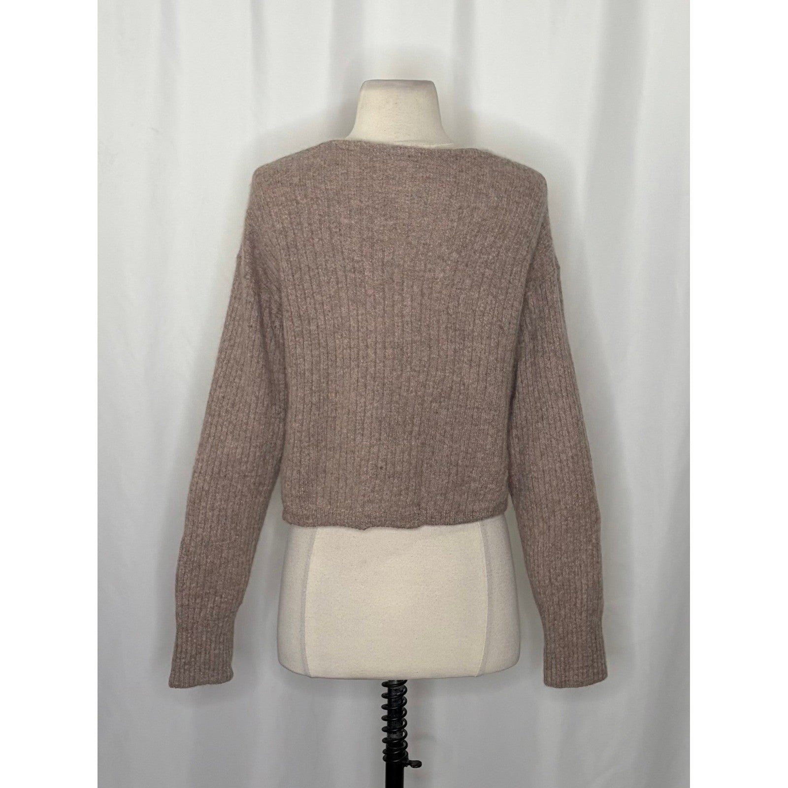 FREE PEOPLE Elias Cashmere Sweater Cropped Pullover Taupe Knitwear X-Small