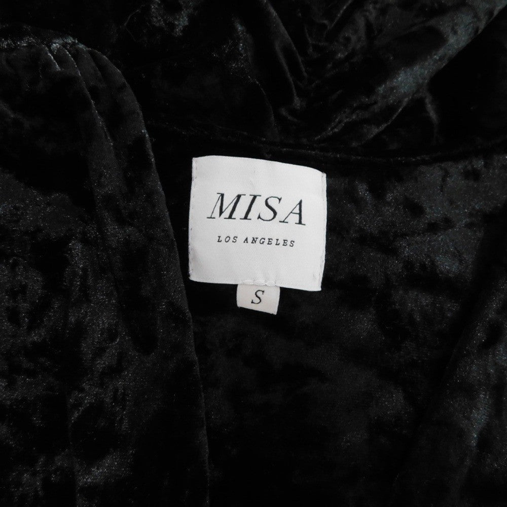 MISA Los Angeles Ophelie Black Crushed Velvet Tie Front Mini Dress Stretch Small