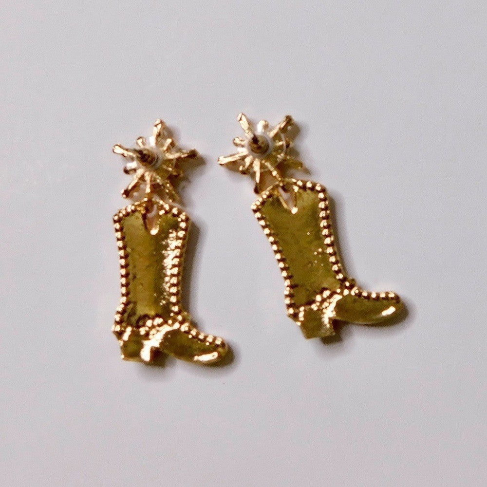 NEW Pink Cowgirl Boots Pearl Embellished Rhinestone Western Bling Glam Earrings