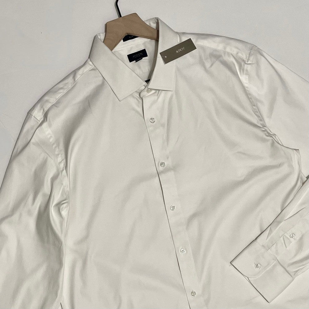 NWT!! J. CREW Slim Bowery Performance Stretch Dress Shirt Solid White X-Large