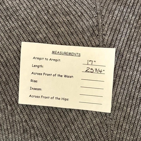 By ANTHROPOLOGIE Rocio Ribbed Tie Front Sweater Solid Gray V Neck Knit Medium
