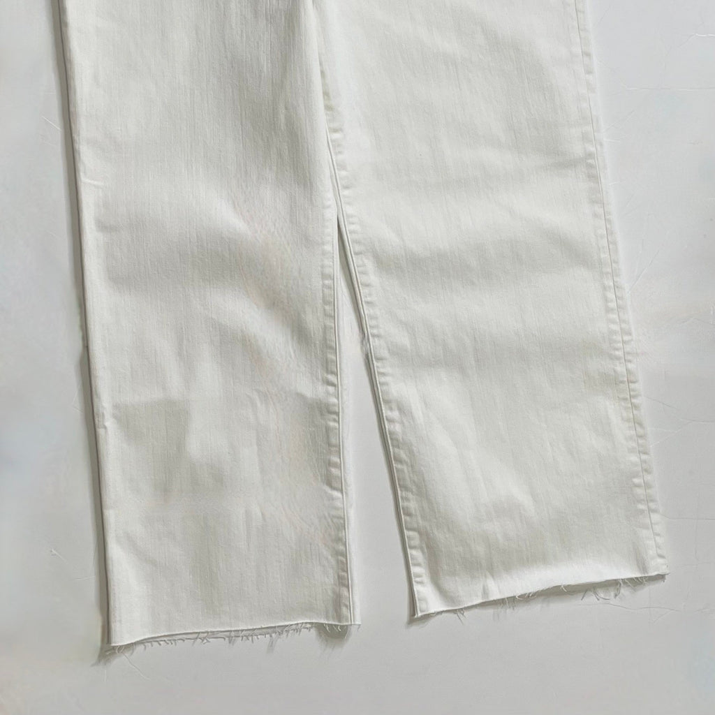 NWT!! J. CREW '96 Slim Wide Jeans Retro Raw Hems Solid White Preppy Frayed 33