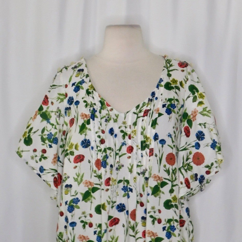 Anthropologie MAEVE Maya Floral Fluttered Top Blouse Strawberry Fruit Berries 2