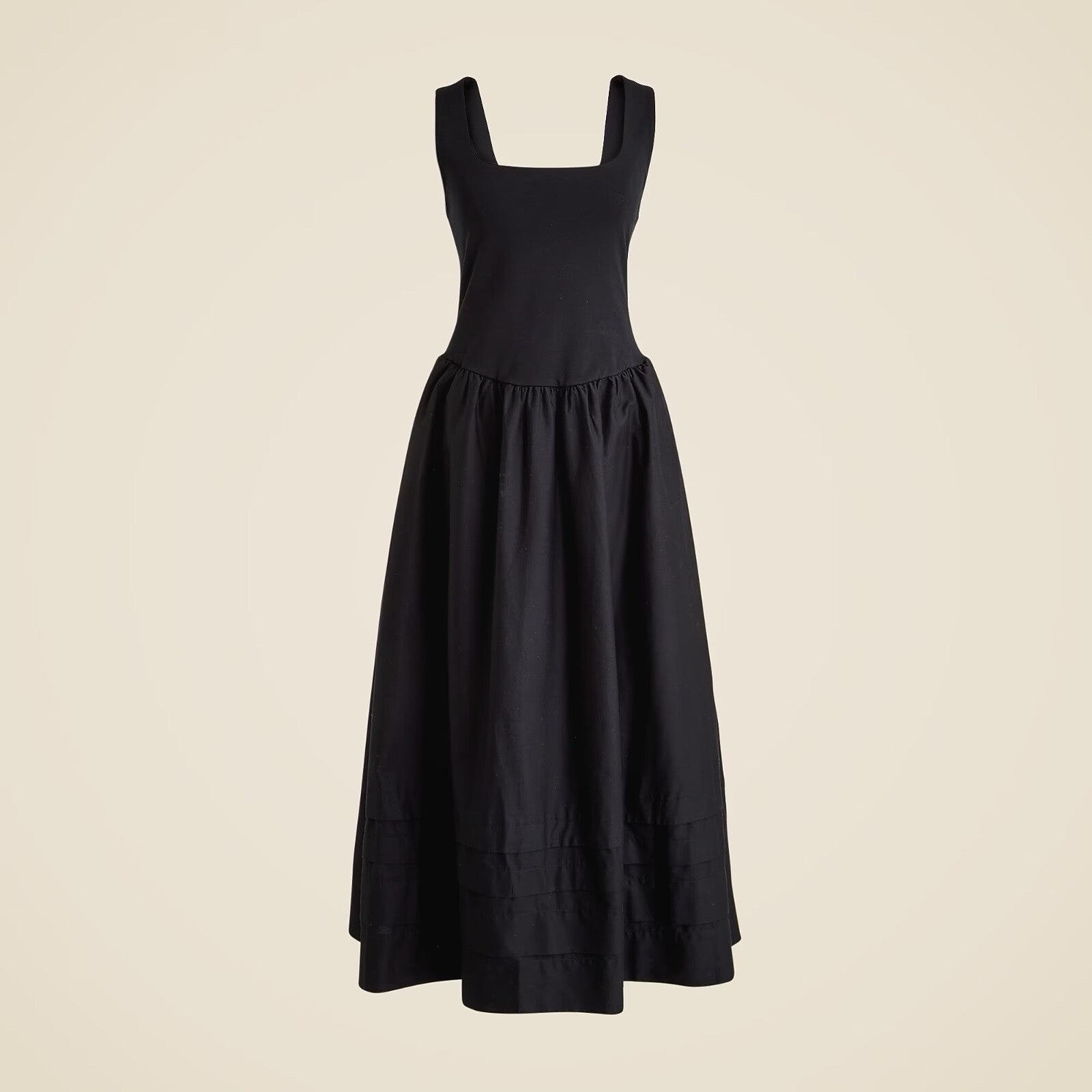 NWT!! J. CREW Black Drop-Waist Mixy Dress Tank Midi Dropwaist XST X-Small Tall