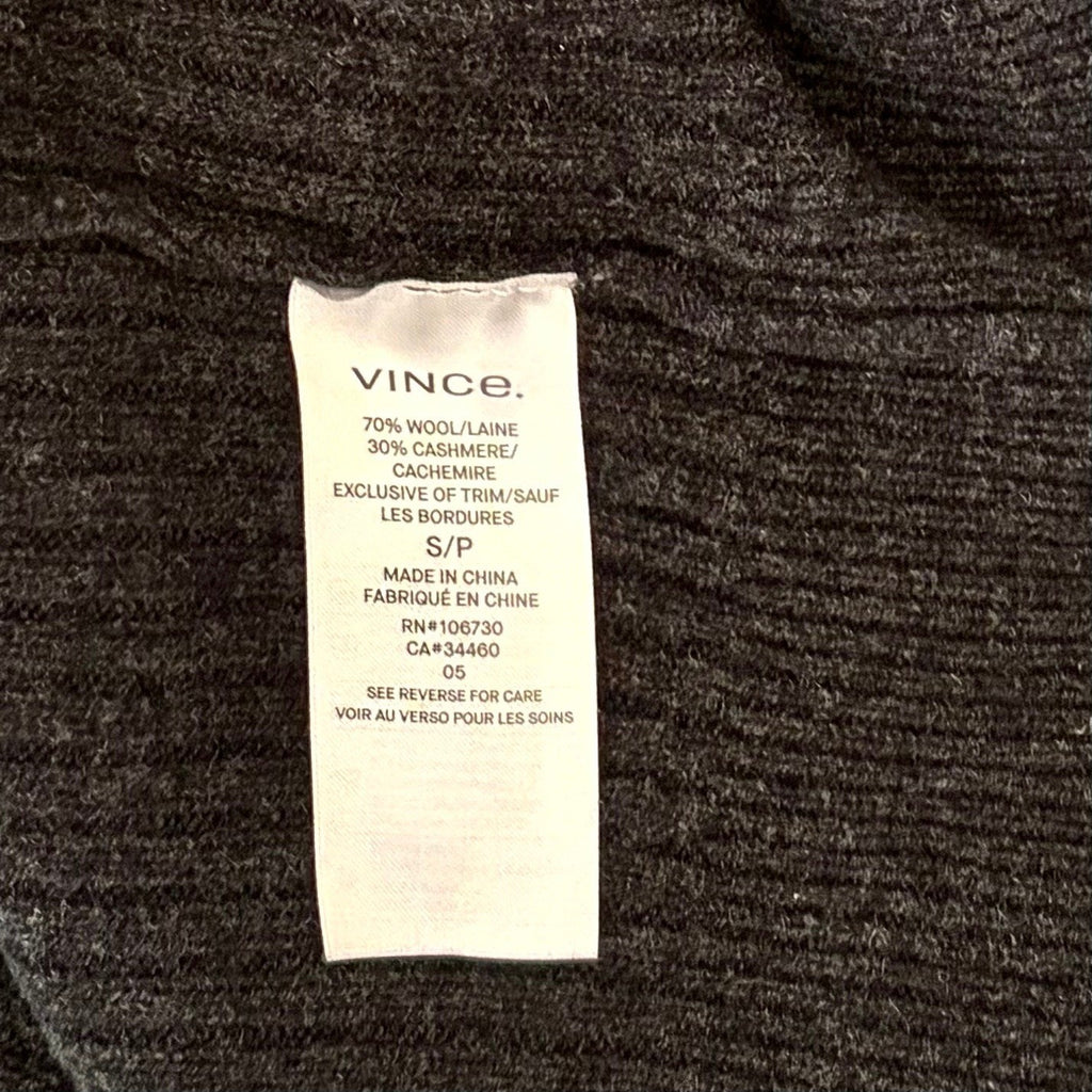 VINCE Cashmere Wool Grey Ribbed Knit Sweater Dress Raglan Sleeves Preppy Small