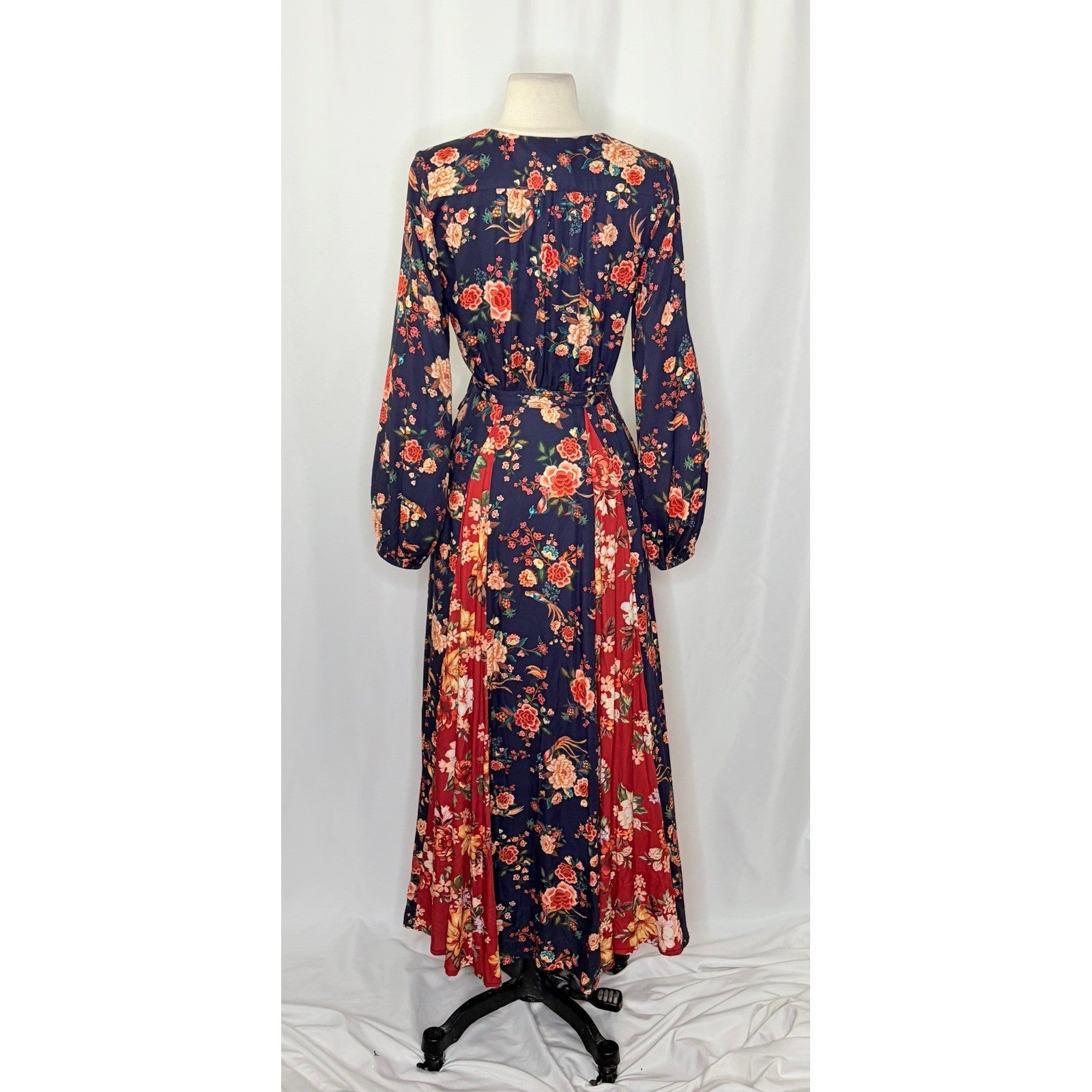 Anthropologie FARM RIO Gracia Wrap Maxi Dress Floral Birds Bohemian X-Small