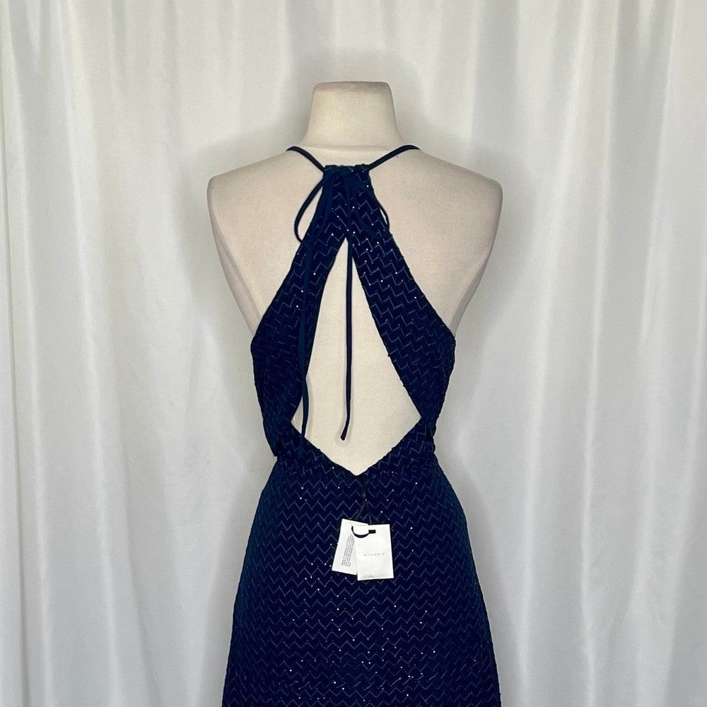 NWT! Calypso St. Barth HOSS INTROPIA Midnight Navy Blue Embellished Dress 36 / 4
