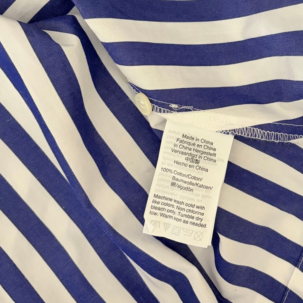 J. CREW Lighthouse Tie Waist Shirtdress Blue White Stripe Shirt Dress Size 0