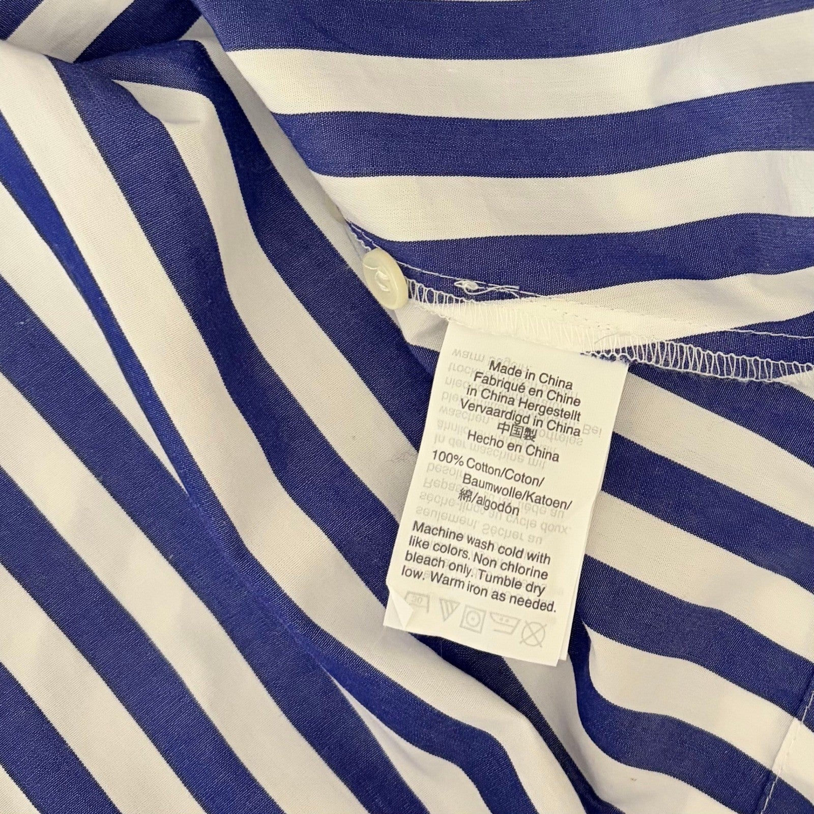 J. CREW Lighthouse Tie Waist Shirtdress Blue White Stripe Shirt Dress Size 0