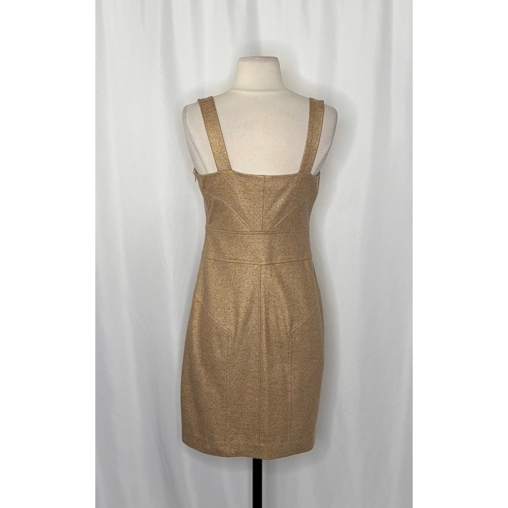 DVF DIANE VON FURSTENBERG Jiwon Gold Metallic Dress Sheath Glam Party Size 8