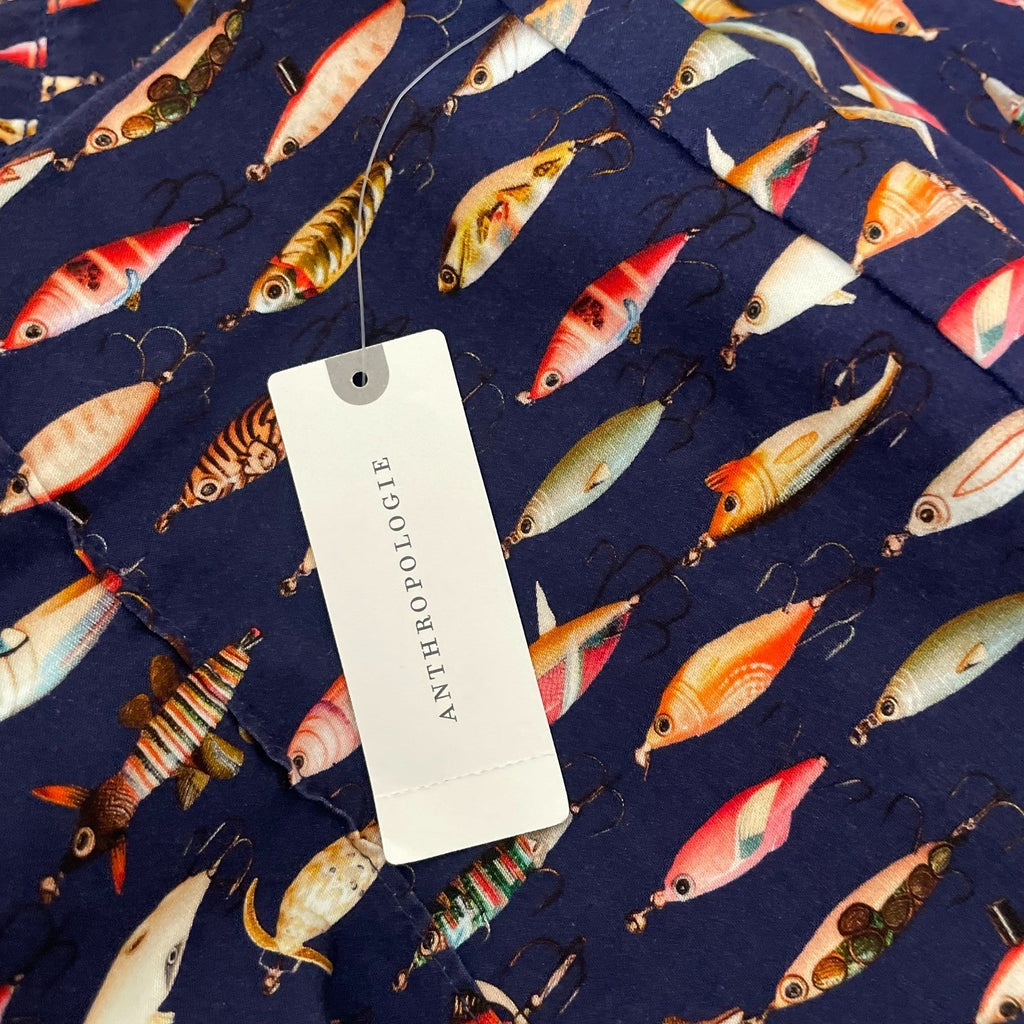 NWT!! Anthropologie MAEVE Fishing Lures Capri Pants Elastic Waist Cropped Medium
