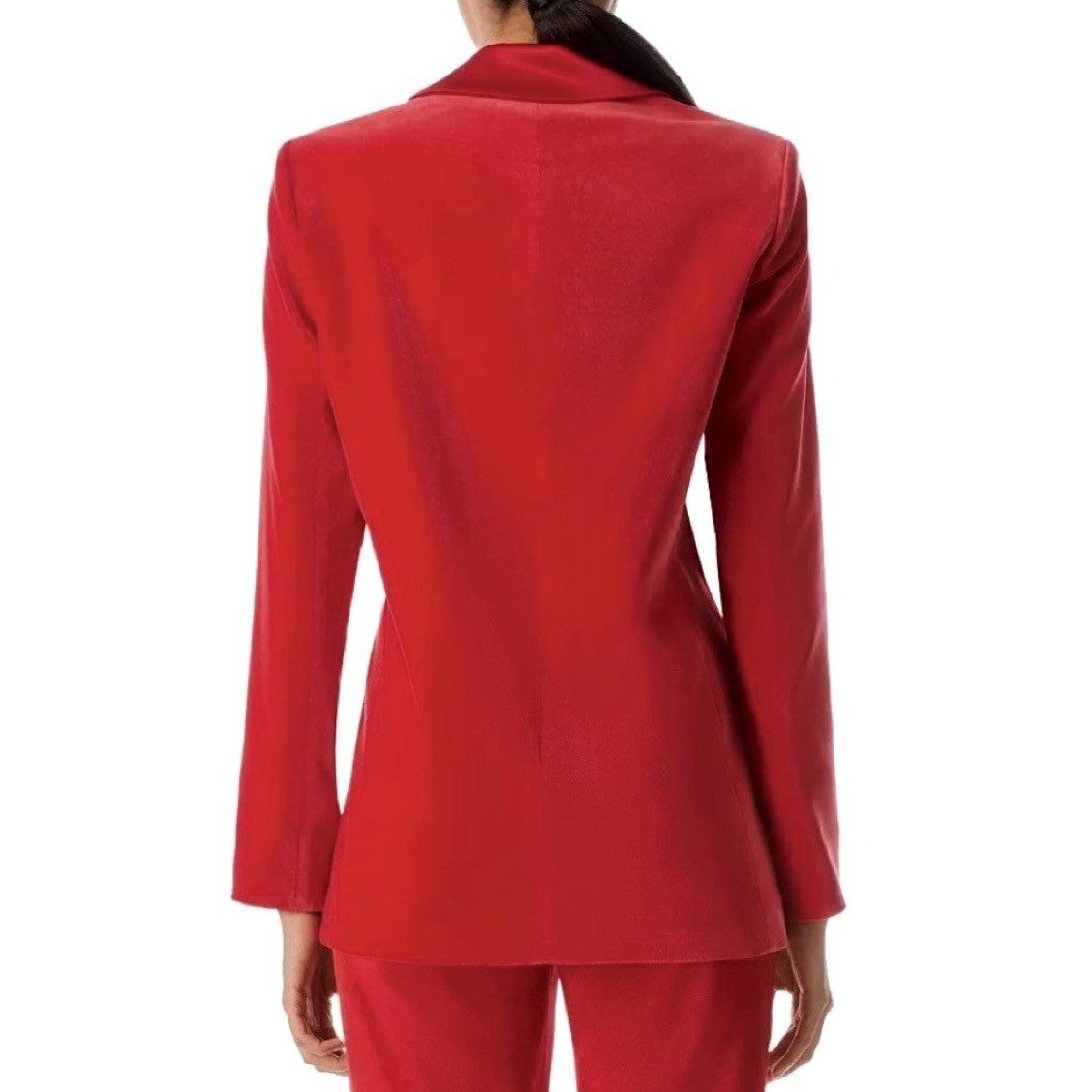 ALICE + OLIVIA Justin Velvet One Button Blazer Perfect Ruby Red Solid Satin 8