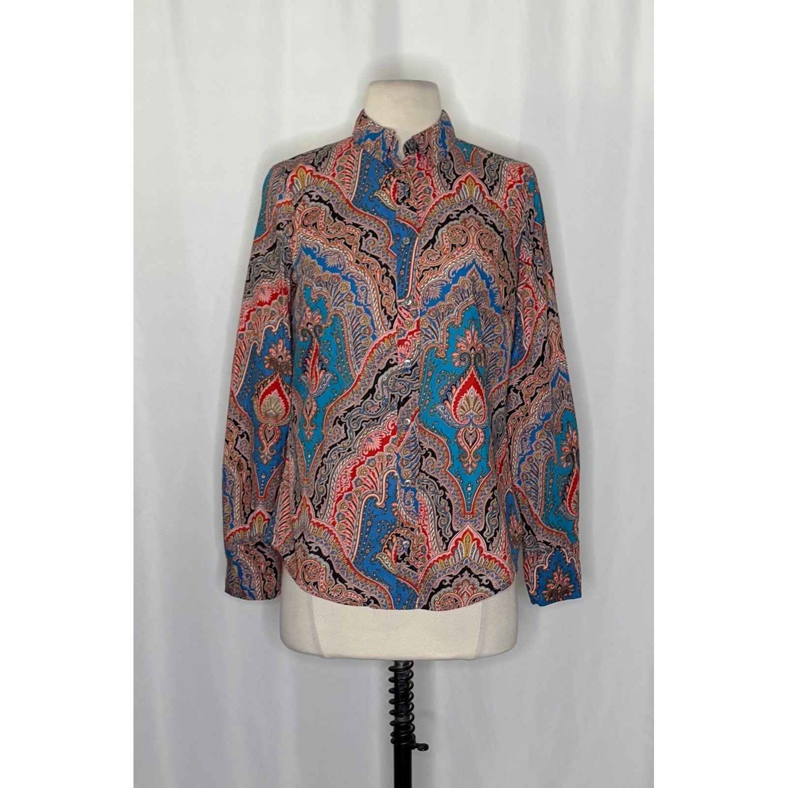 J. CREW Slim Perfect Shirt Ratti Mediterranean Paisley Print Buttondown Size 2