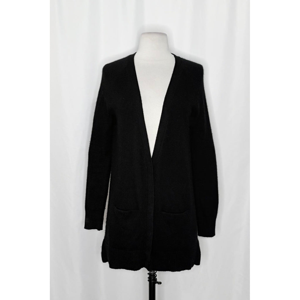 MARGARET O'LEARY Black Cashmere Cardigan Sweater Solid Buttons Pockets X-Small