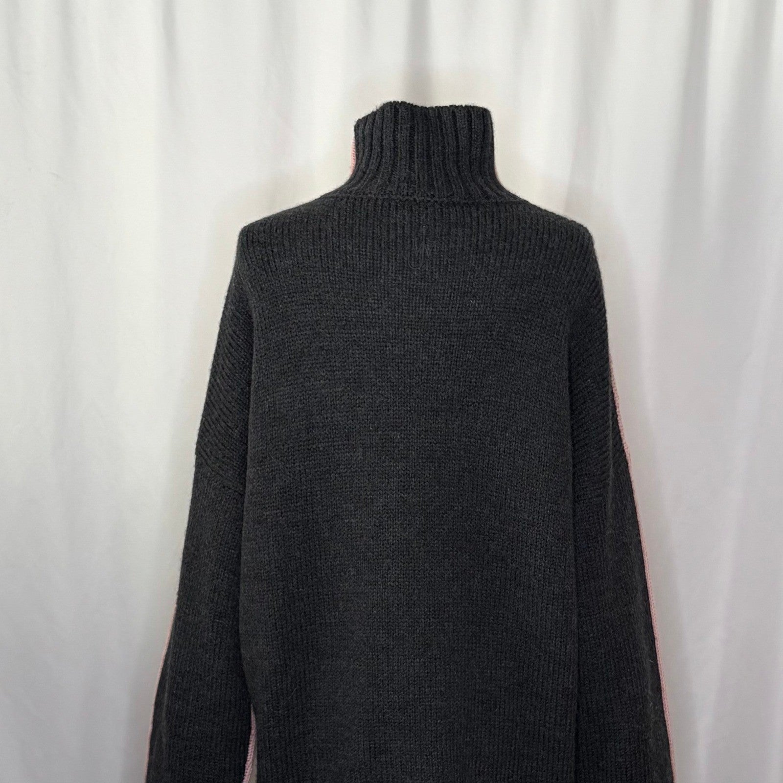 JW ANDERSON Patch Pocket Sweater Pink Grey Pullover Knit Mock Turtleneck Large