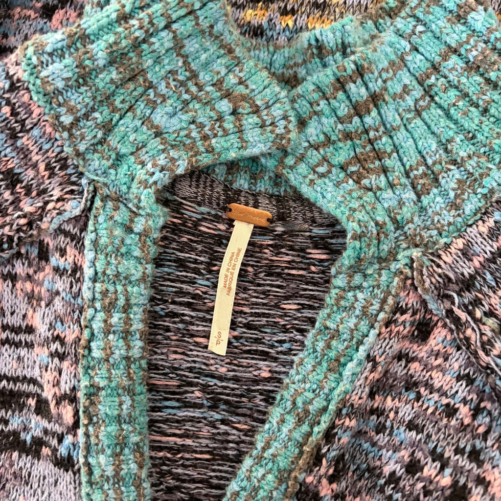 FREE PEOPLE Seasons Of Sun Mini Collared Pullover Knit Sweater Dress Small