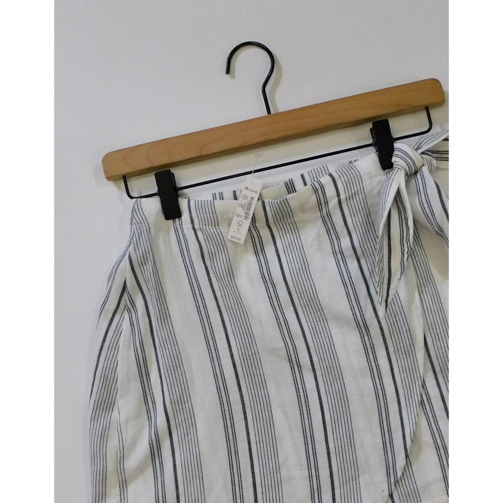 NWT!! MADEWELL Cover-Up Wrap Skirt Striped Tie Waist Beach Lighthouse XX-Small