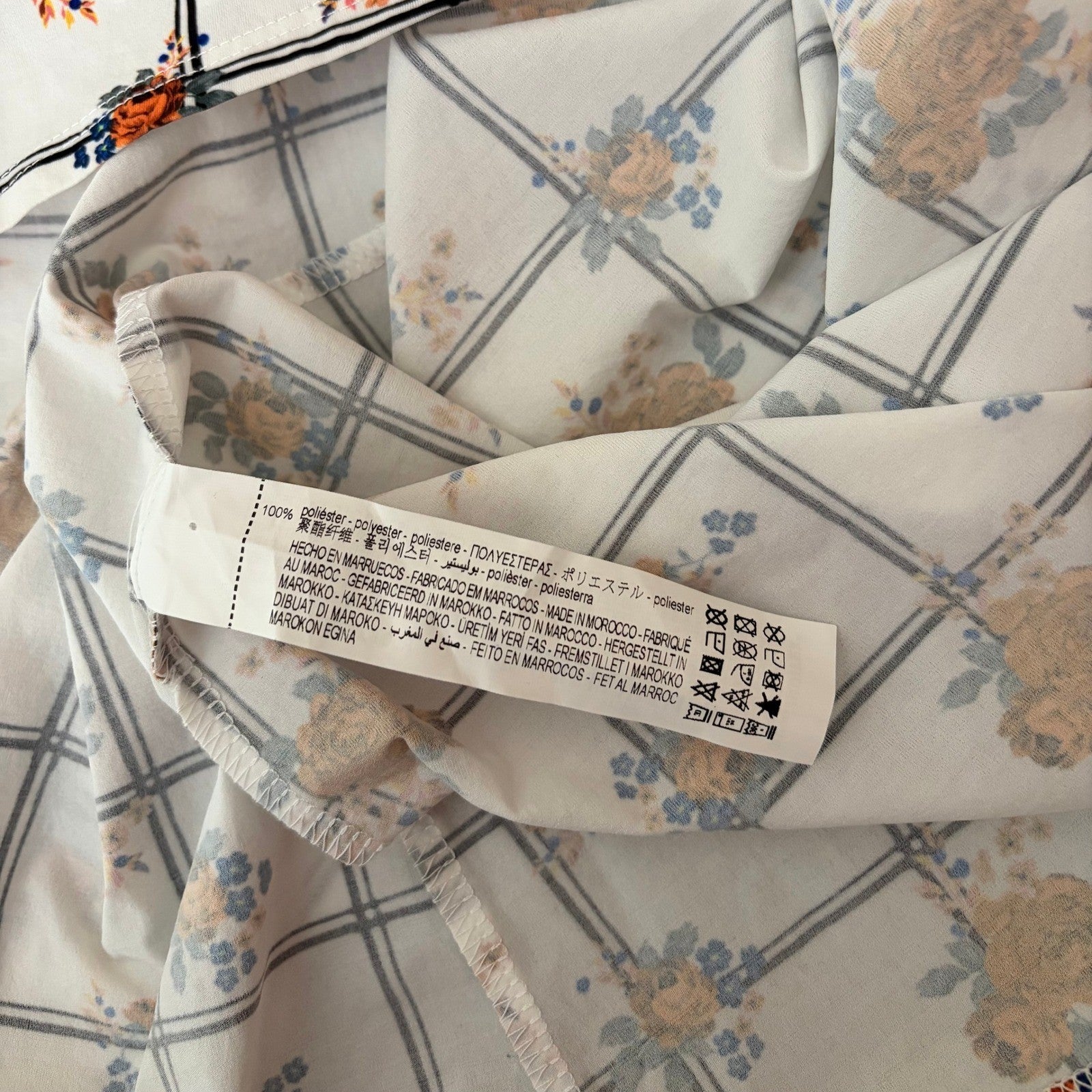 NWT!! ZARA Floral Plaid Lattice Ruffle Sleeve Dress Shift Blogger Favorite Large