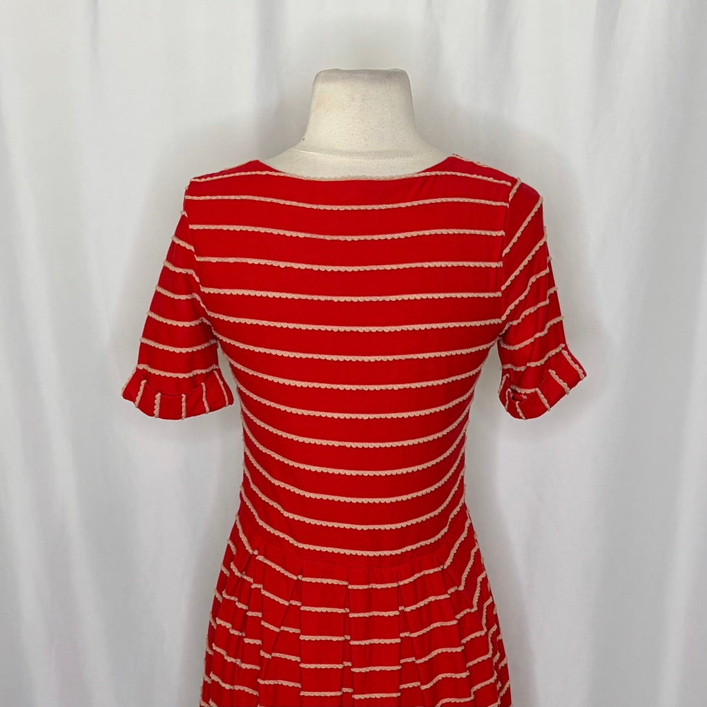 Anthropologie BORDEAUX Taylor Swift Zooey Deschanel Red Scalloped Dress Medium