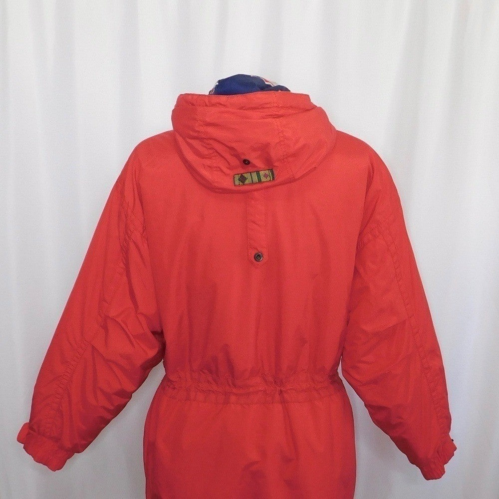 Vintage OBERMEYER Women's Embroidered Hooded Legend Coat Jacket Red Blue Size 10
