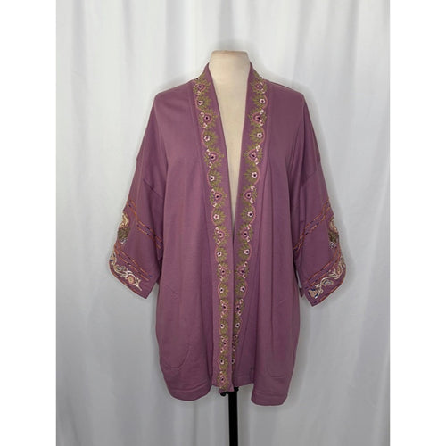ARATTA SILENT JOURNEY Juliette Beaded Embellished French Terry Kimono Jacket S