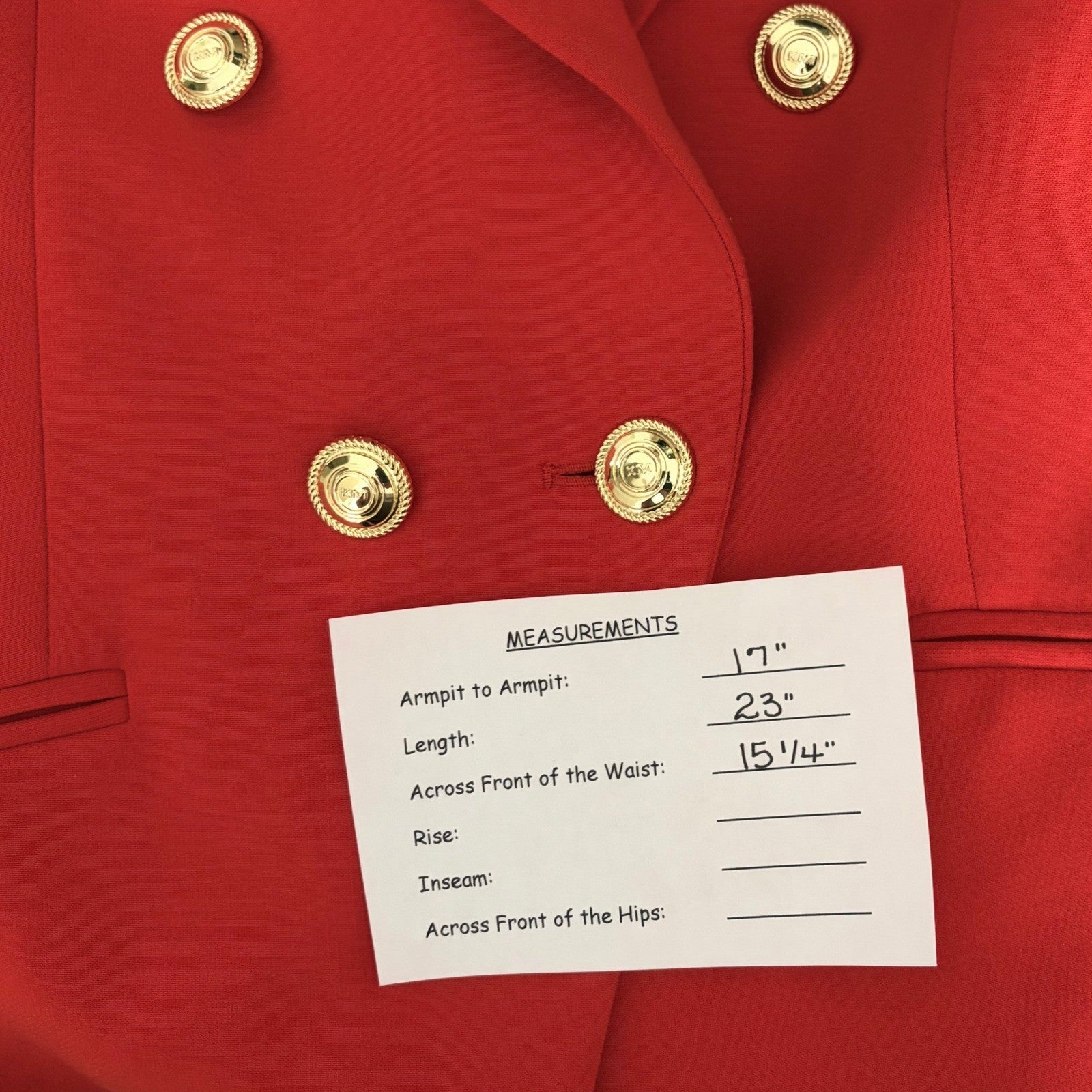 KAREN MILLEN Red Tailored Button Military Blazer Jacket Solid Gold Buttons US 6