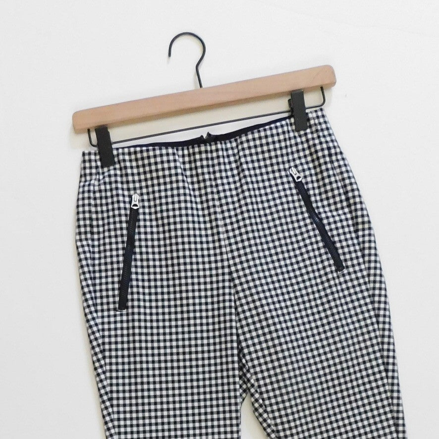 Revolve RAG & BONE Simone Gingham Pants Check Black White Tapered Size 4