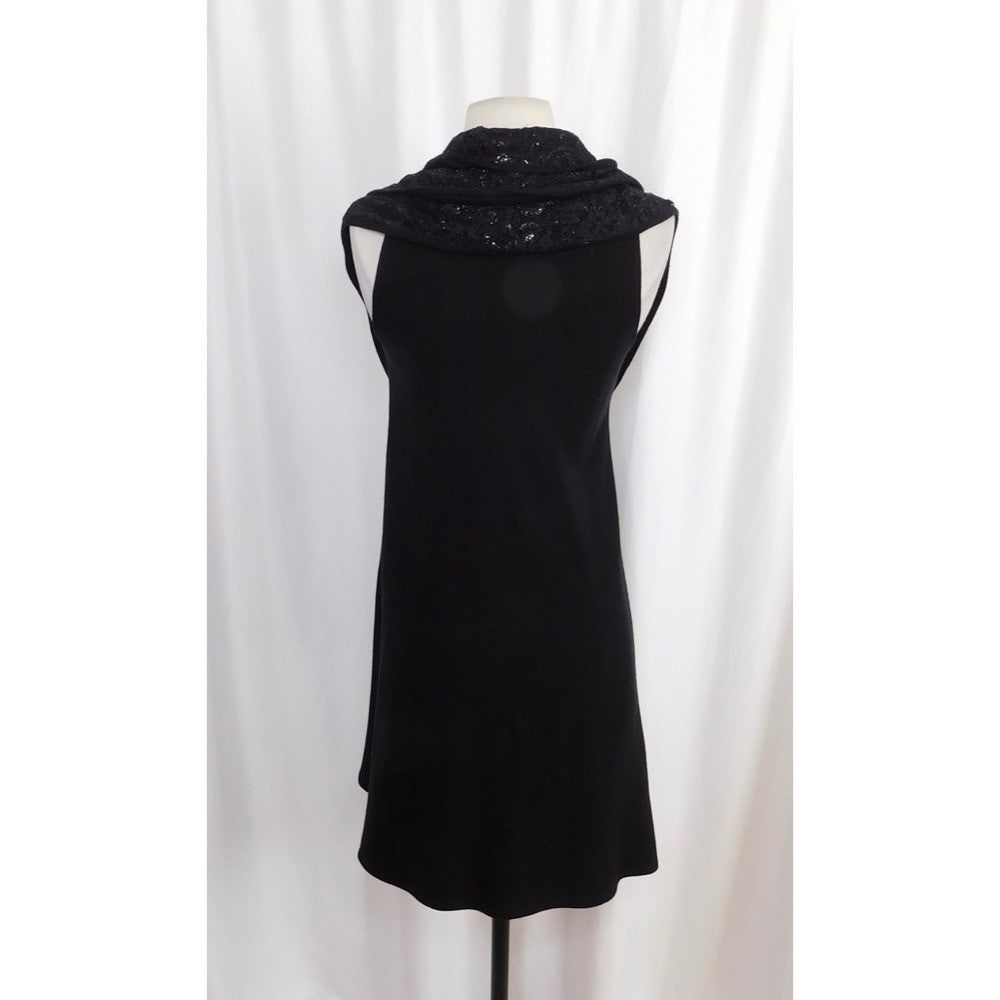 ALICE + OLIVIA Black Cascading Ruffled Knit Floral Lace Sweater Vest Cashmere XS