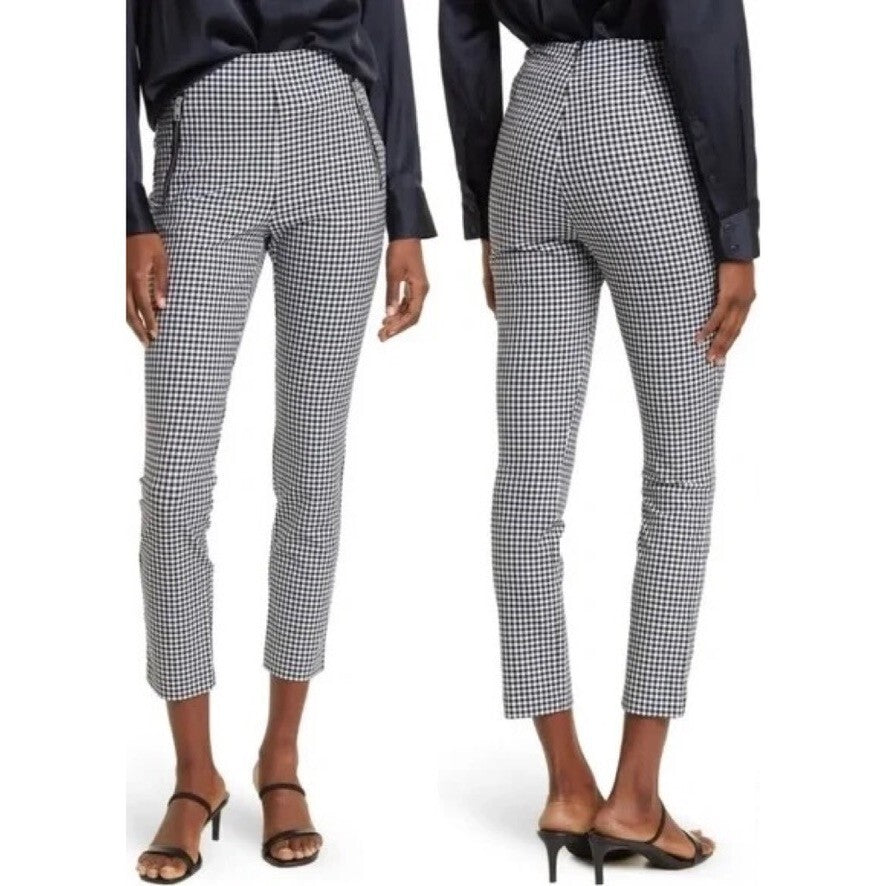 Revolve RAG & BONE Simone Gingham Pants Check Black White Tapered Size 4