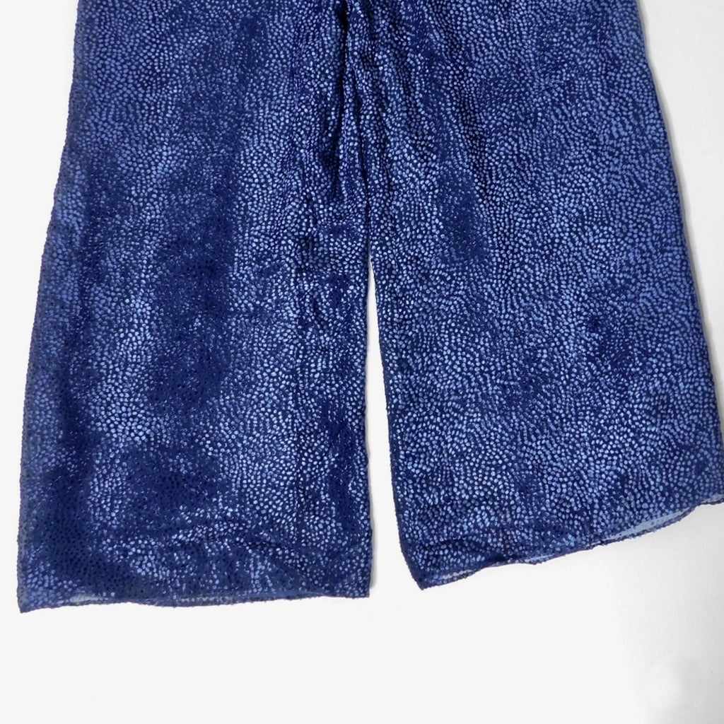 Anthropologie ELEVENSES Velvet Nova Jumpsuit Mock Neck Textured Blue Size 6