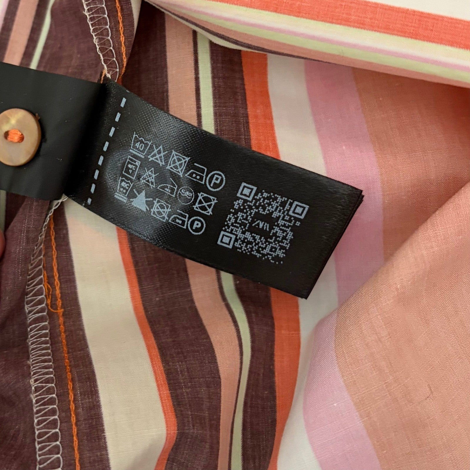 NWT!! ZARA Colorful Striped Buttondown Shirt Top Cotton Notch Collar Small