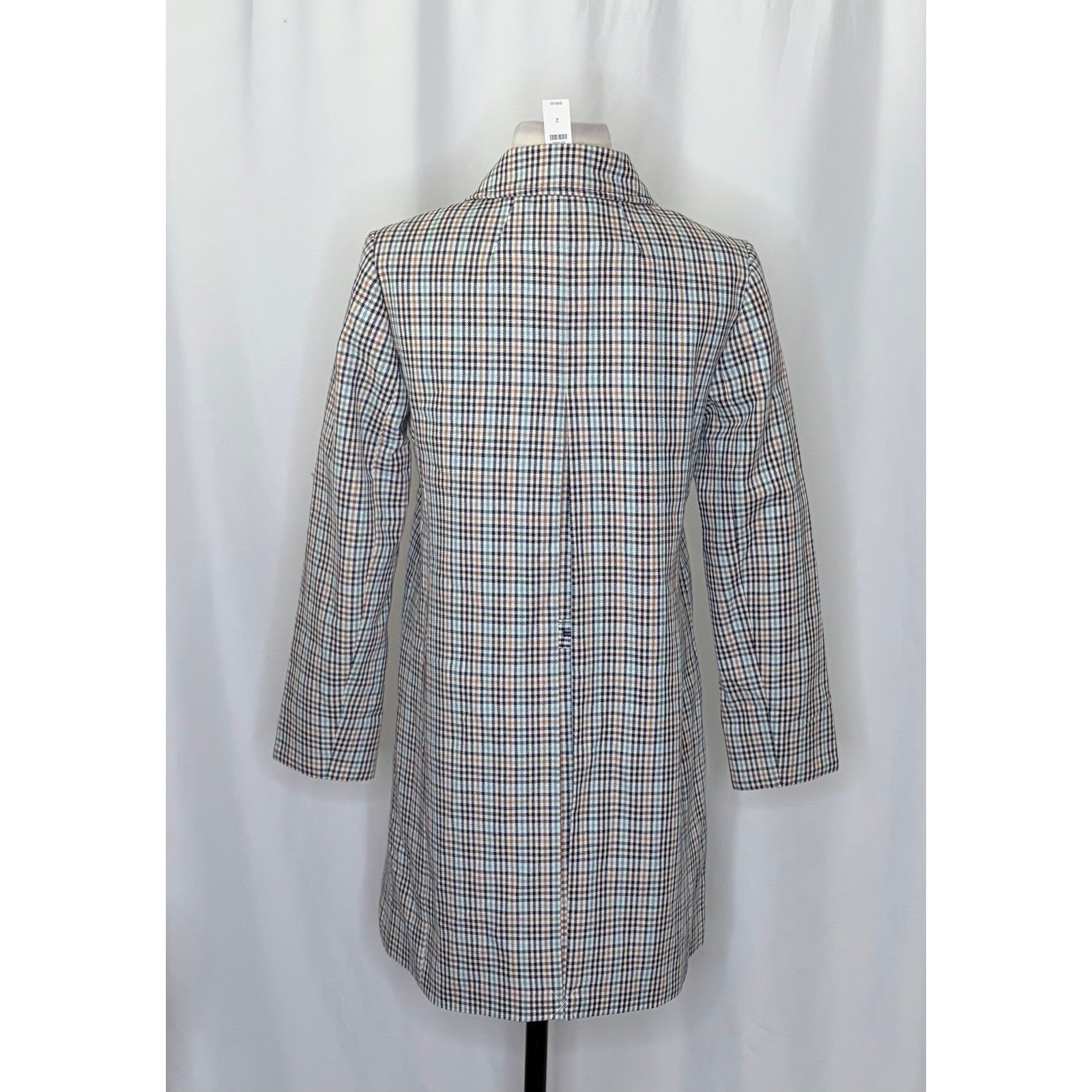 NWT!! TALBOTS Checkered Mac Plaid Coat Jacket Checked Preppy Classic Size 2