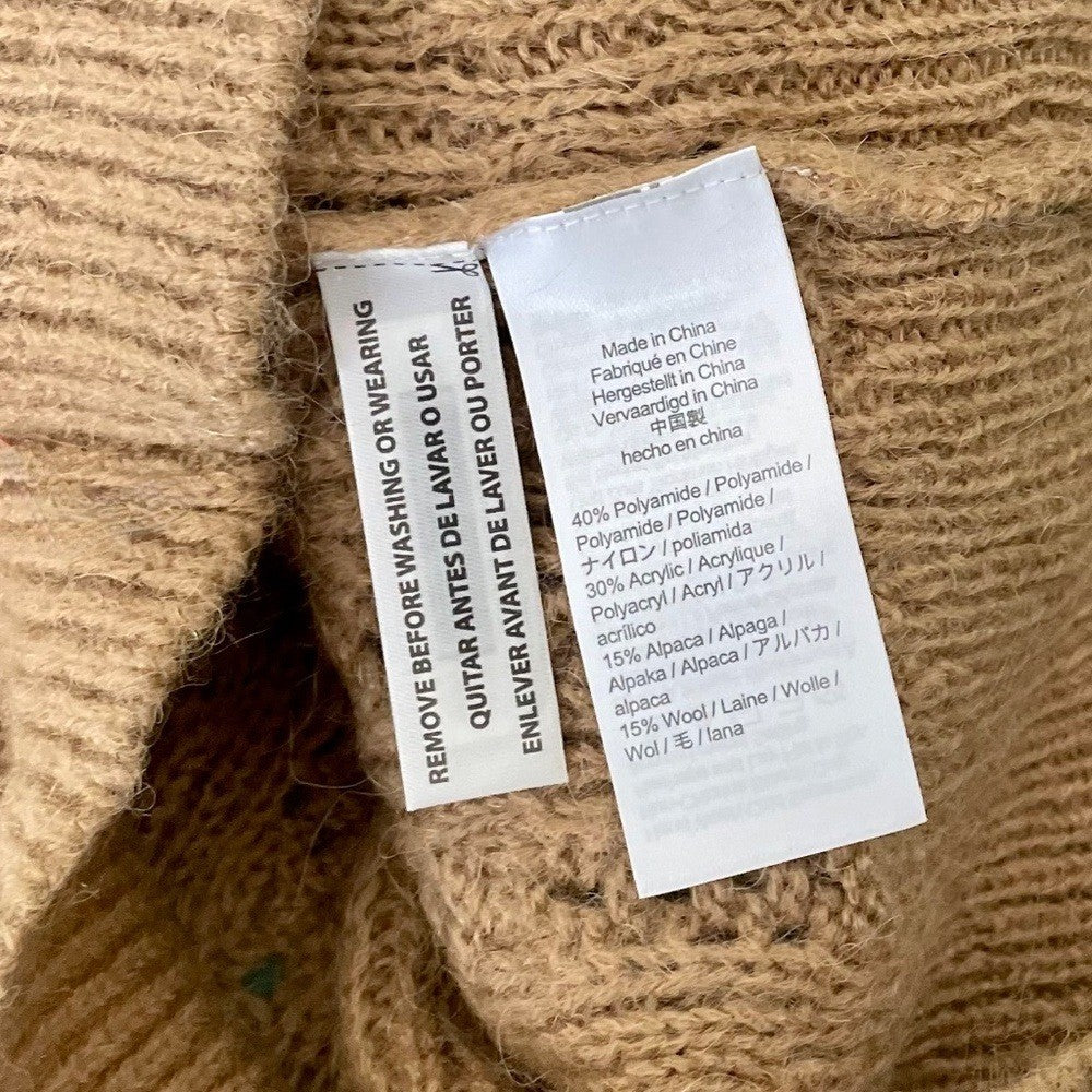 NWT!! J. CREW Balloon Sleeve Cable Knit Sweater Pale Clay Tan Brown X-Small