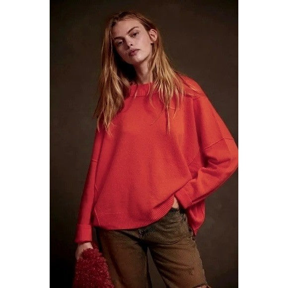 FREE PEOPLE Cashmere Mila Sweater Crew Neck Pullover Knit Oversized X-Large