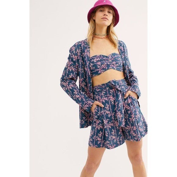 FREE PEOPLE Poolside Floral Shorts Pacific Ocean Summer Vacation Vacay X-Small