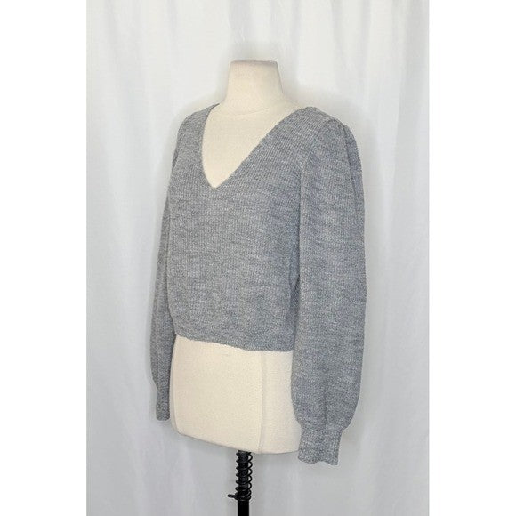 NWT!! L'academie REVOLVE Rosette Sweater Grey Wool Blend Small