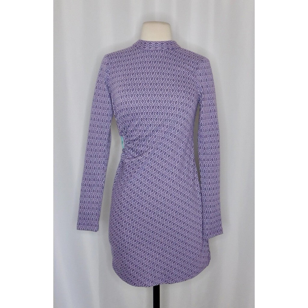 ZARA Lilac Jacquard Open Back Mini Dress Heart Detail Retro Knit Purple Small