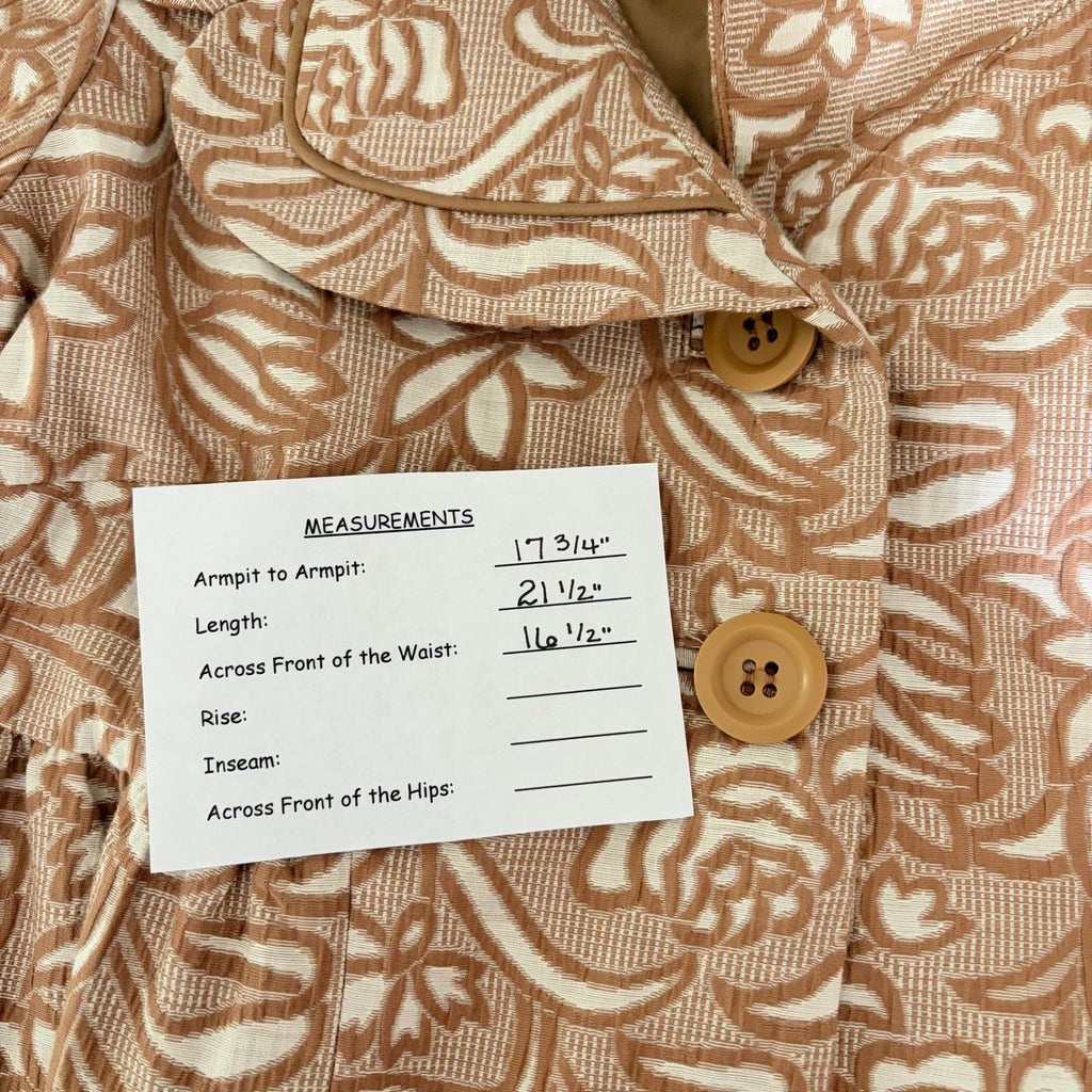 Anthropologie ELEVENSES Floral Jacquard Peplum Blazer Jacket Cream Tan Size 8