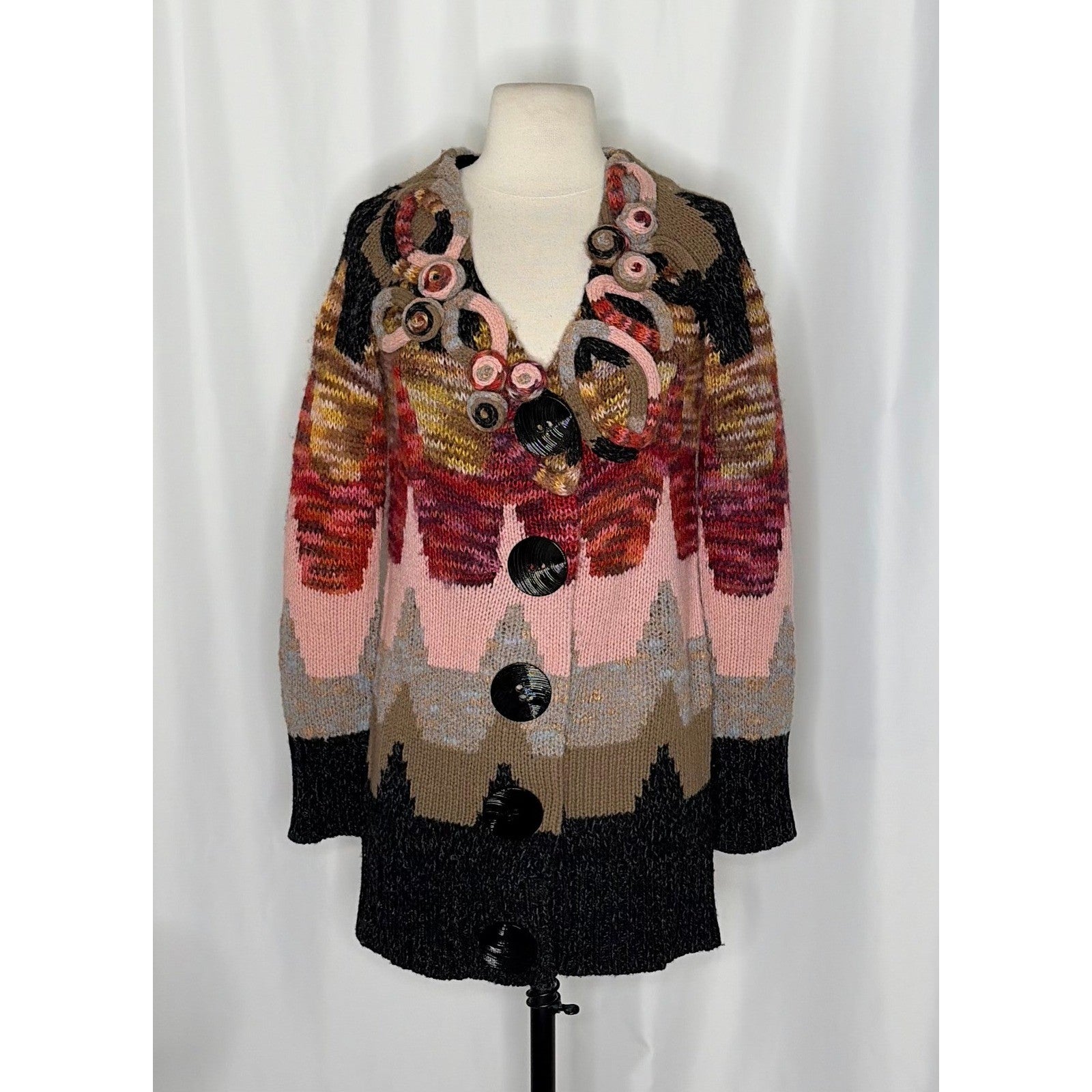 Anthropologie SLEEPING ON SNOW Loops & Angles Cardigan Sweater Wool Small