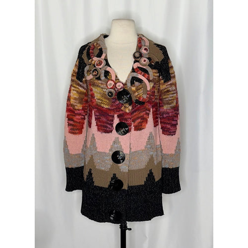Anthropologie SLEEPING ON SNOW Loops & Angles Cardigan Sweater Wool Small
