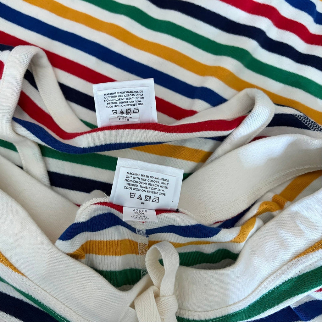 Women's HANNA ANDERSSON 2 Piece Multi Stripe Pajamas Henley Organic Cotton Small