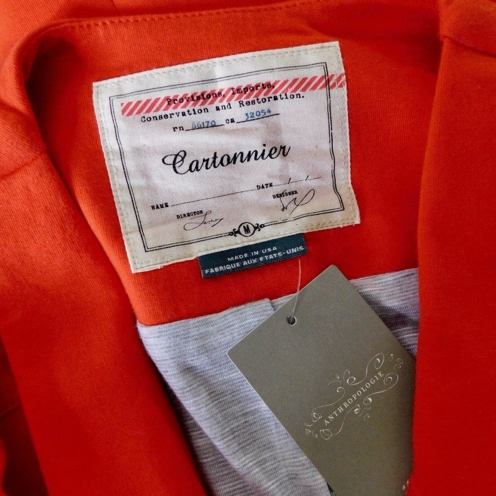 NWT!! Anthropologie CARTONNIER Red Knit Blazer Jacket Stretch Solid Medium