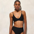 NWT!! J. CREW Lana Bikini Top Classic Sculpt Solid Black V Neckline Swim Small