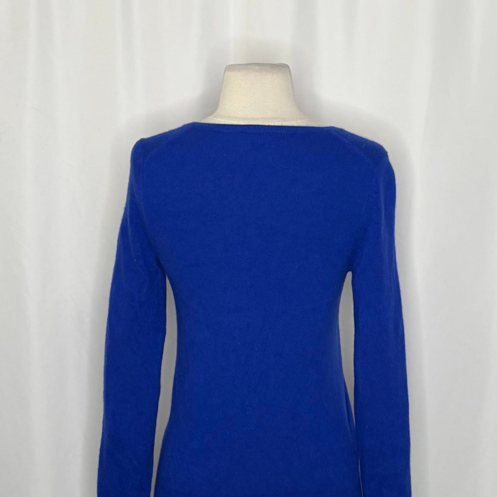 JENNIE LIU Cashmere Ava V Neck Sweater Cobalt Blue Knitwear Preppy X-Small