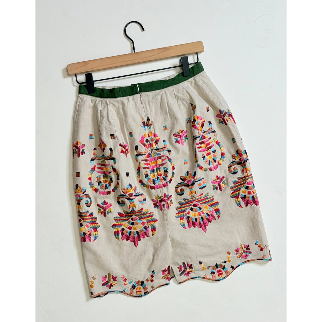 Anthropologie COREY LYNN CALTER Majestic Medallions Embroidered Skirt Linen 4