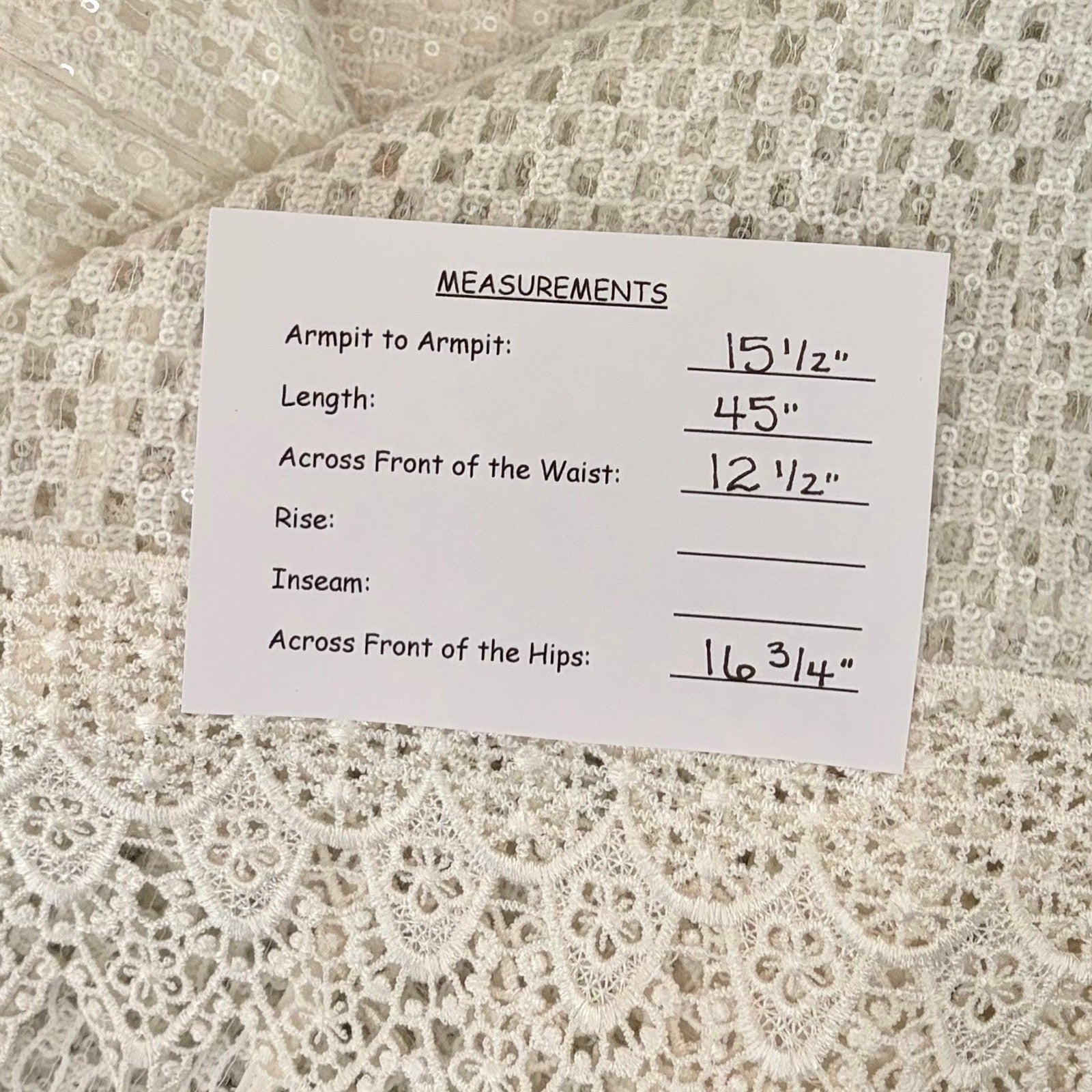 DRESS THE POPULATION Alina Sequin Crochet Lace Midi Dress Bridal White Small