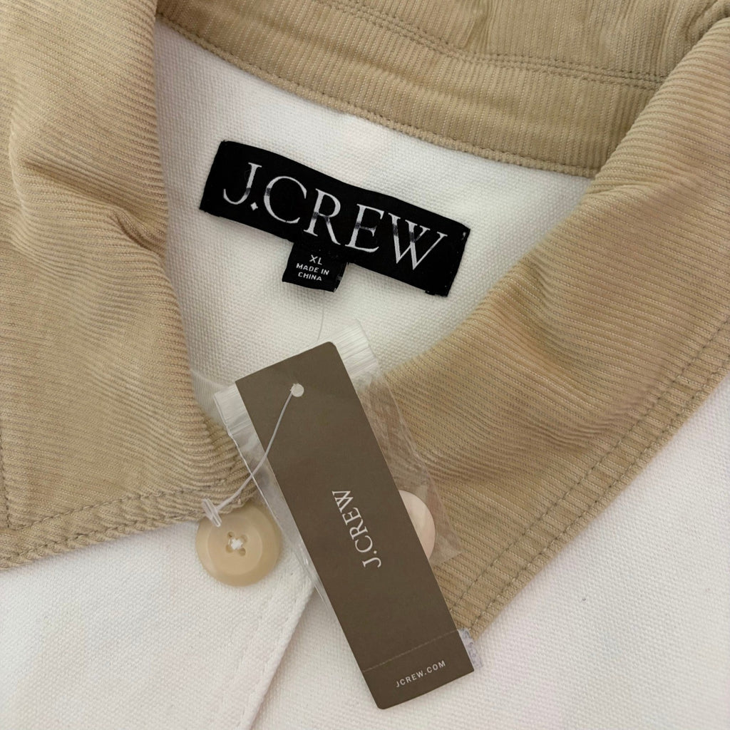 NWT!! J. CREW Barn Jacket Canvas Ivory Corduroy Collar Pockets Outdoors X-Large