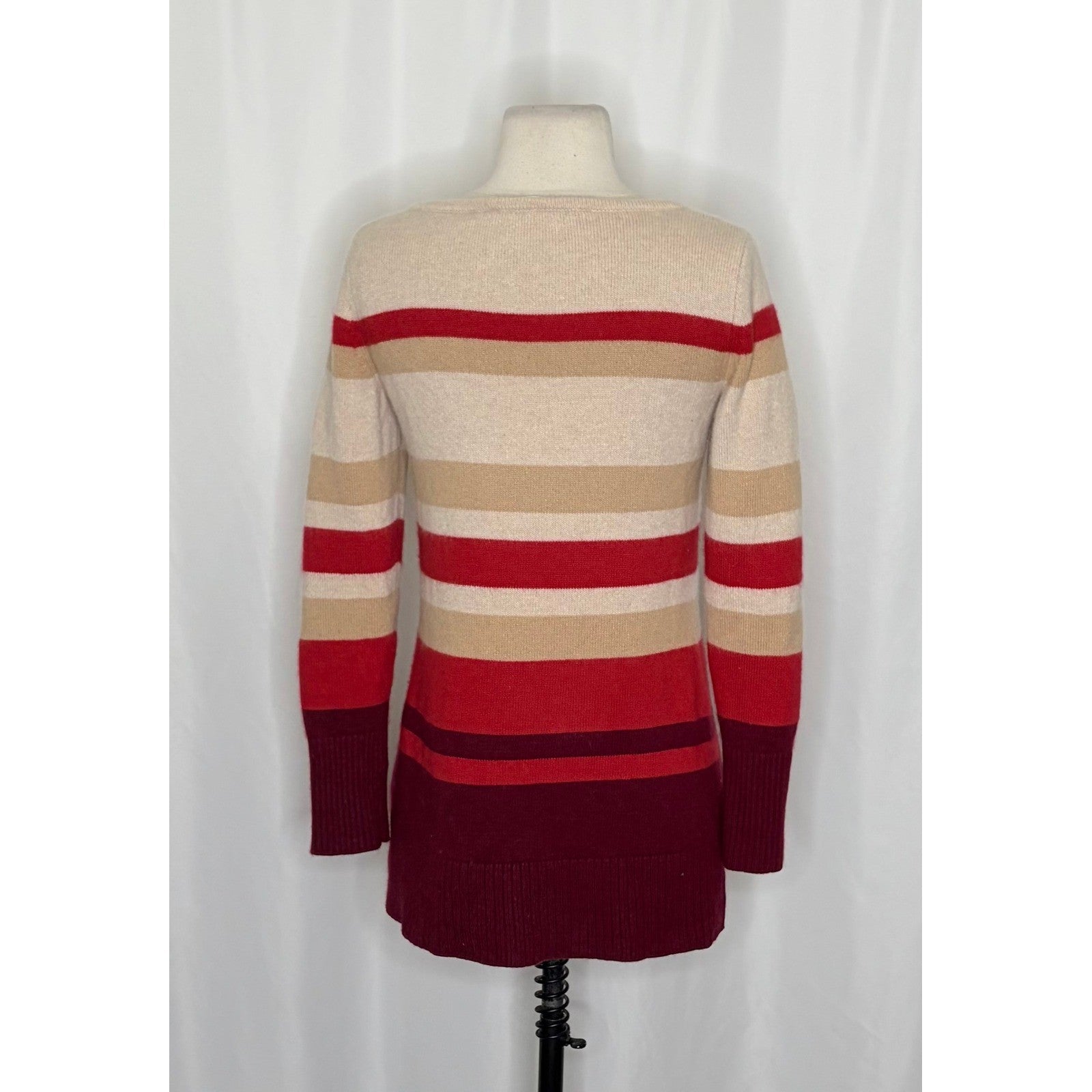 ATHLETA Cashmere Lodge Striped Sweater Pullover Chianti Multi Stripes Small