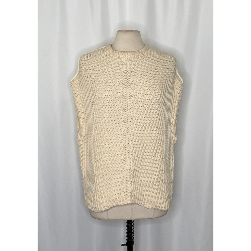 RAG & BONE Shane Sweater Vest Ivory Light Dove Sleeveless Cream Knit Small